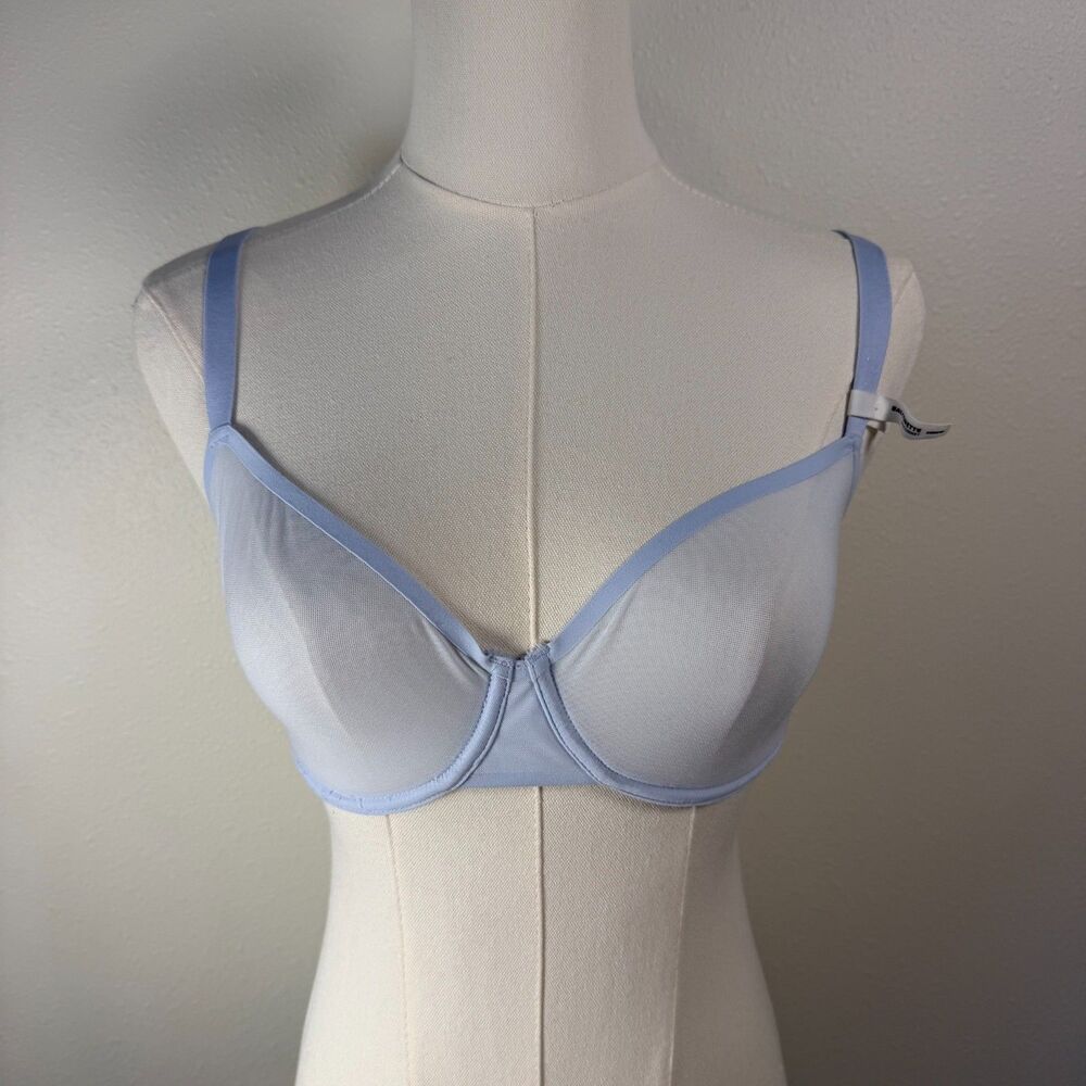 Aerie Bra Women's Smoothiez Sheer Mesh Underwire Light Blue 32DDD NWT